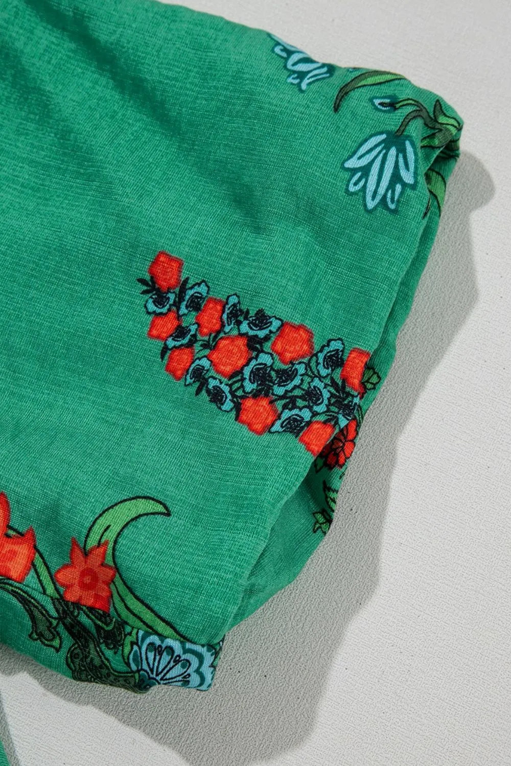 Floral Print Notched Short Sleeve Blouse - Clothes For Her Online Store