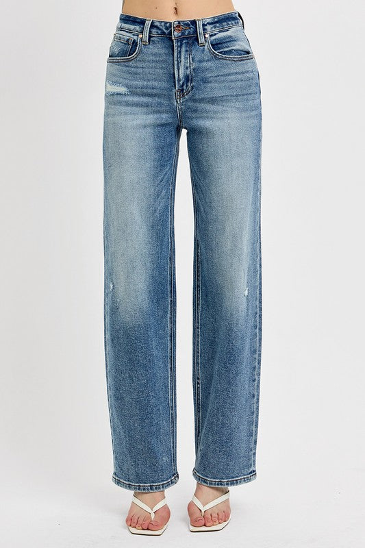 RISEN Full Size Distressed Wide Leg Jeans Plus Size - Clothes For Her Online Store