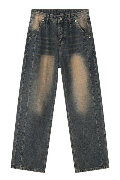 Wide Leg Men's Jeans with Pockets