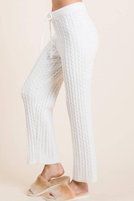 BiBi Cable-Knit High Waist Sweater Pants