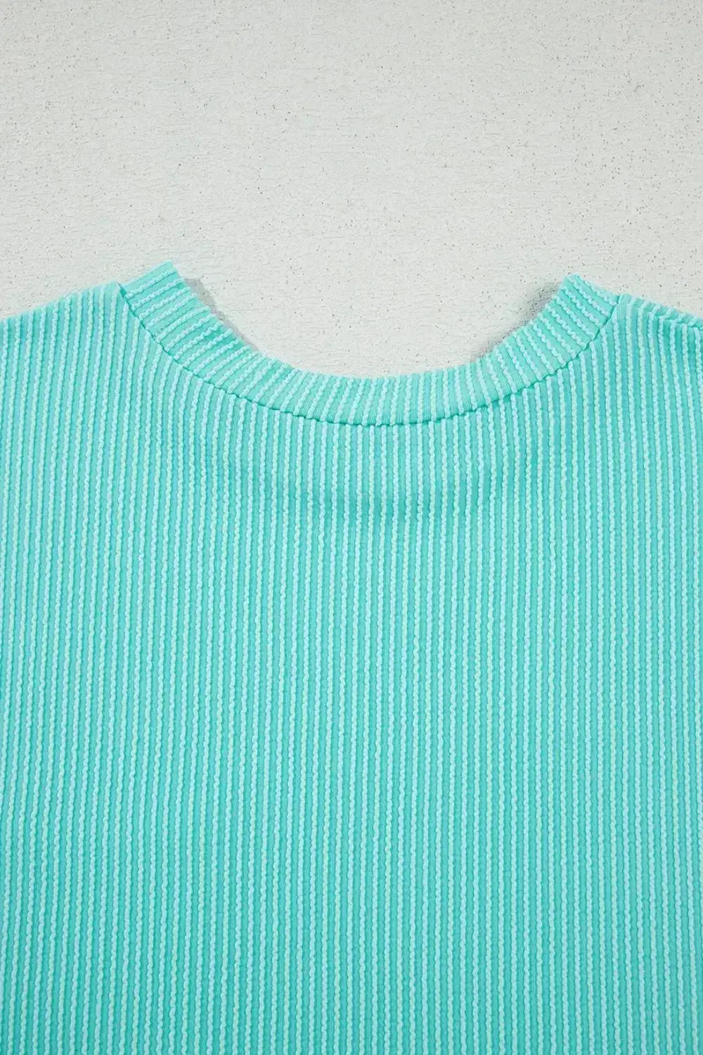 Corded Knit Color Block Pocketed Crew Neck T Shirt - Clothes For Her Online Store