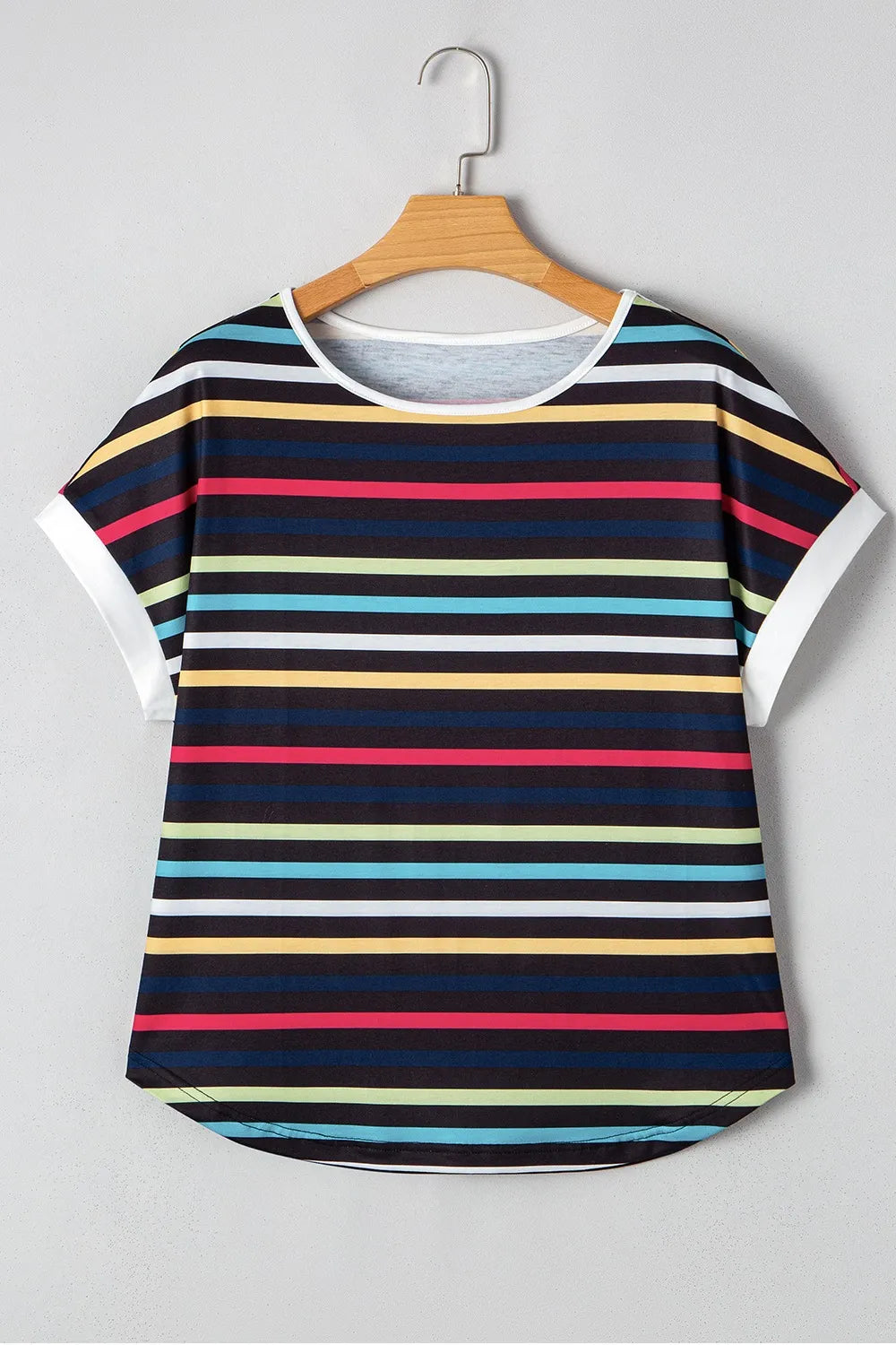 Colorful Striped Short Sleeve Casual T-Shirt