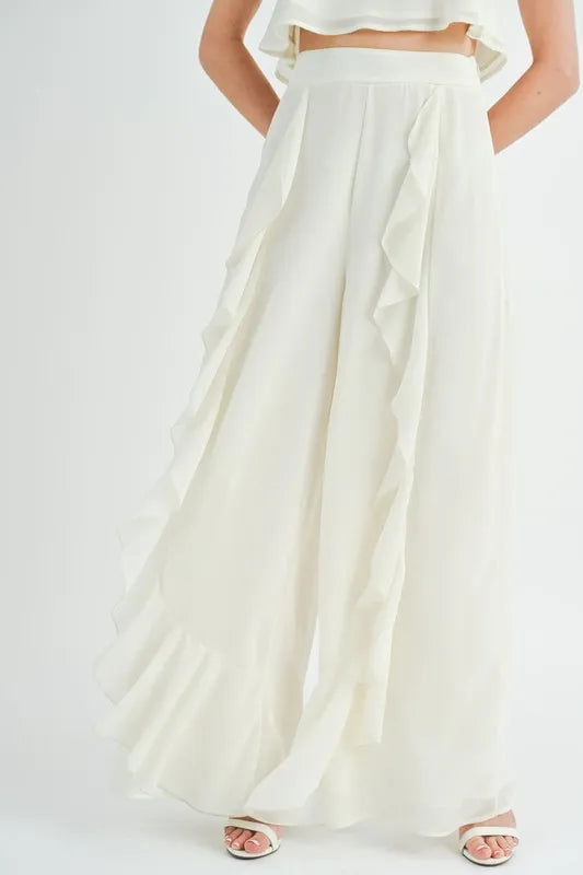 MABLE Crop Cami and Ruffled Wide Leg Pants Set - Clothes For Her Online Store