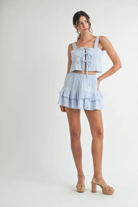 MABLE Gingham Plaid Crop Top and Mini Skirt Set - Clothes For Her Online Store