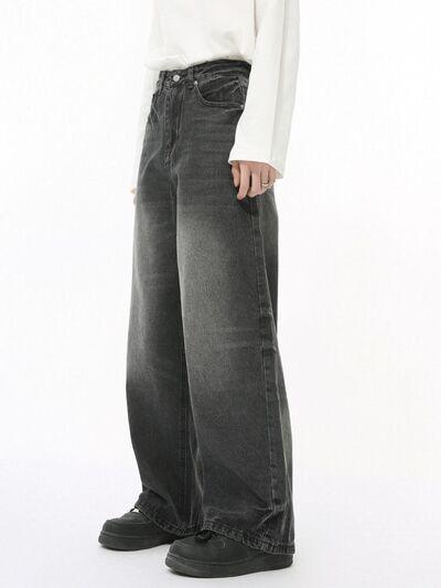 Men's Washed Wide Leg Jeans