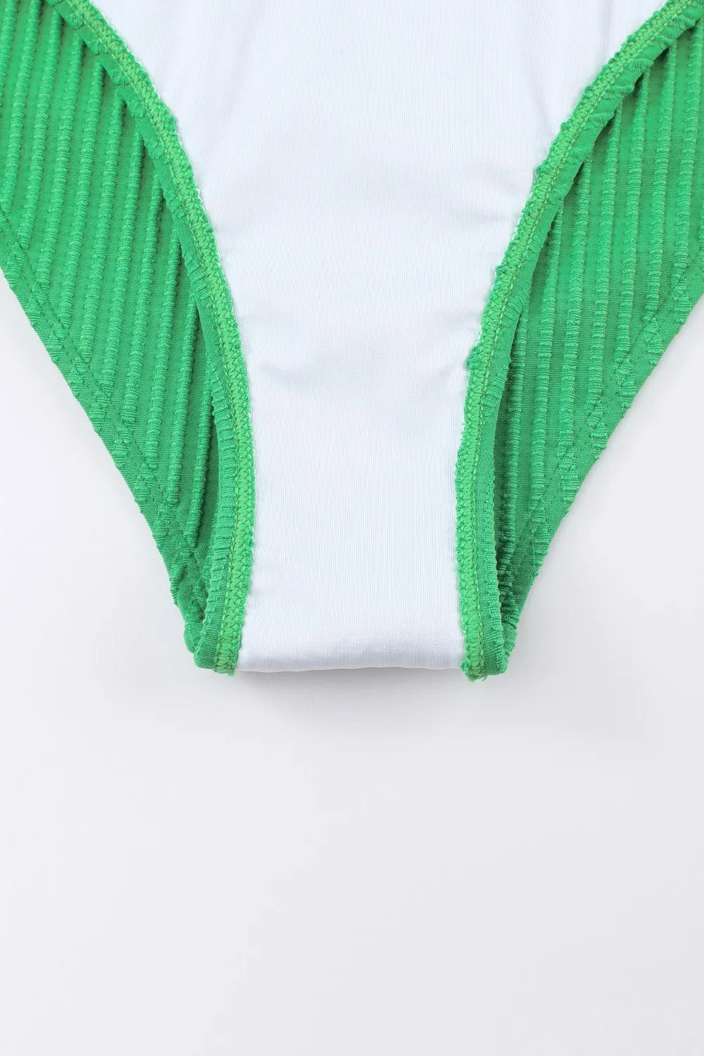 Textured Contrast Banding Bikini High Waist 2pcs Swimsuit