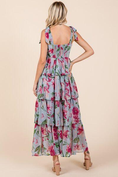 Mittoshop Layered Floral Sweetheart Neck Maxi Dress - Clothes For Her Online Store