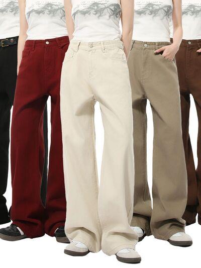 Pocketed Wide Leg Men's Jeans - Clothes For Her Online Store
