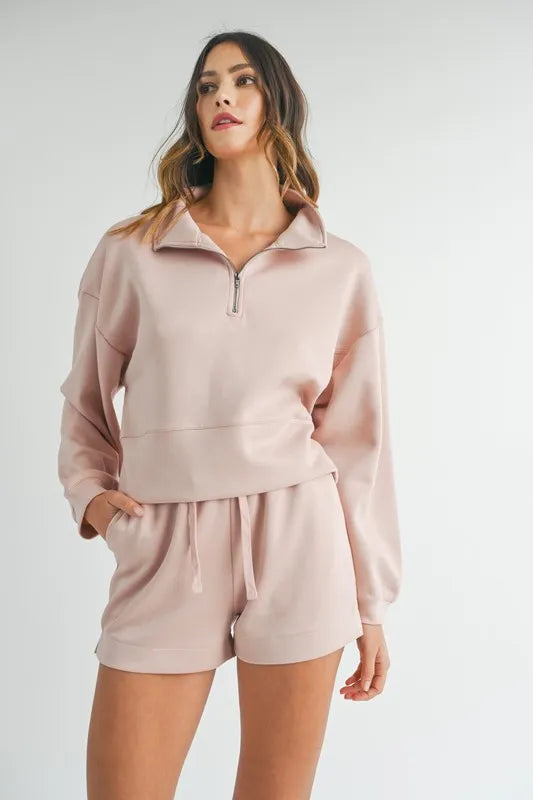 MABLE Half Zip Sweatshirt and Shorts Set - Clothes For Her Online Store