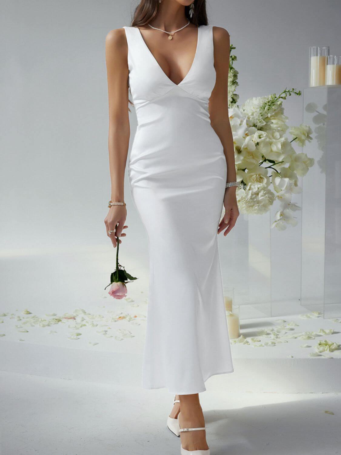 Devine Plunge Sleeveless Maxi Dress