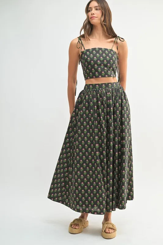 MABLE Floral Crop Top and Skirt Set - Clothes For Her Online Store