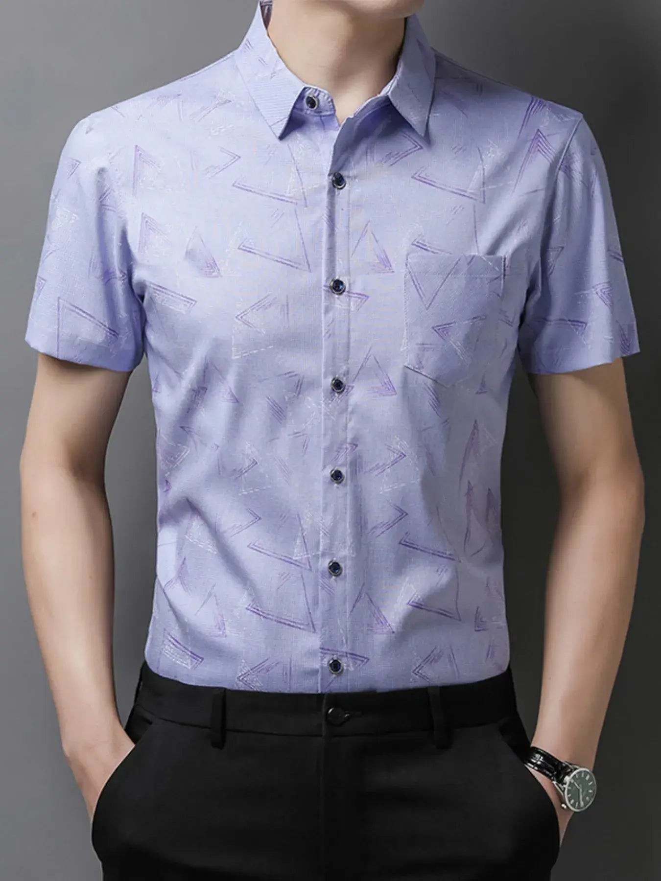 Men's Plus Size Geometric Print Short Sleeve Shirt