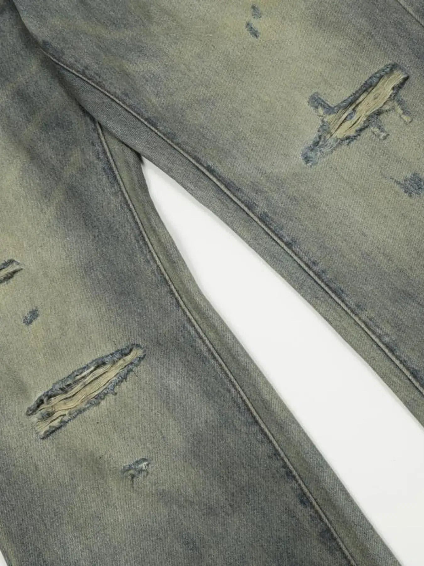 Men's Distressed Slim Bootcut Washed Jeans