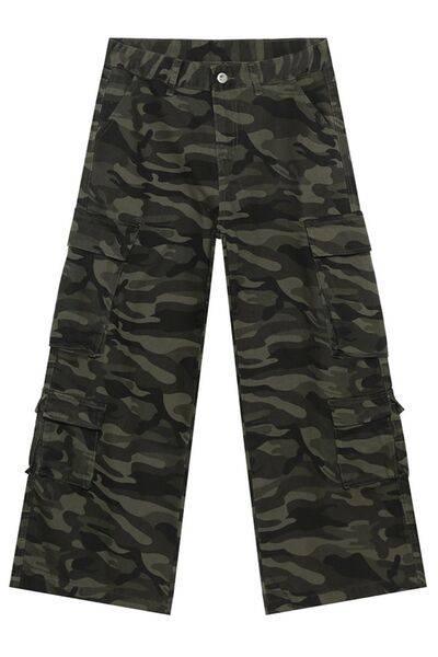 Camouflage Jeans with Cargo Pockets