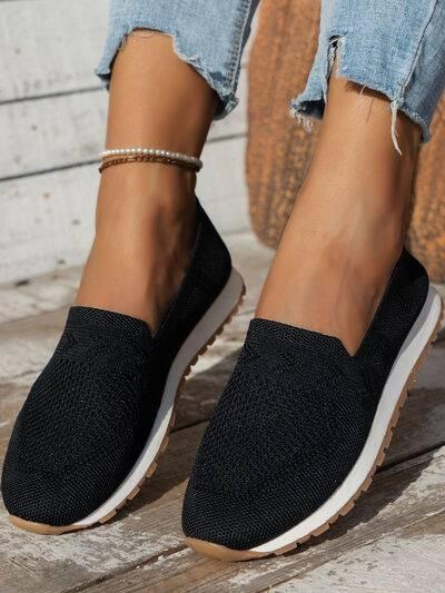 Mesh Round Toe Flat Slip-Ons