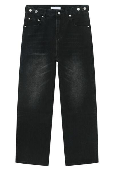 Men's Washed Straight-Leg Jeans