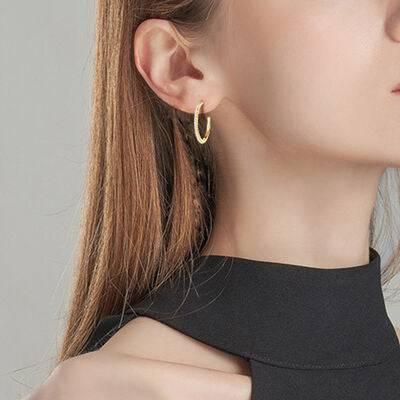 Inlaid Moissanite 925 Sterling Silver C-Hoop Earrings - Clothes For Her Online Store