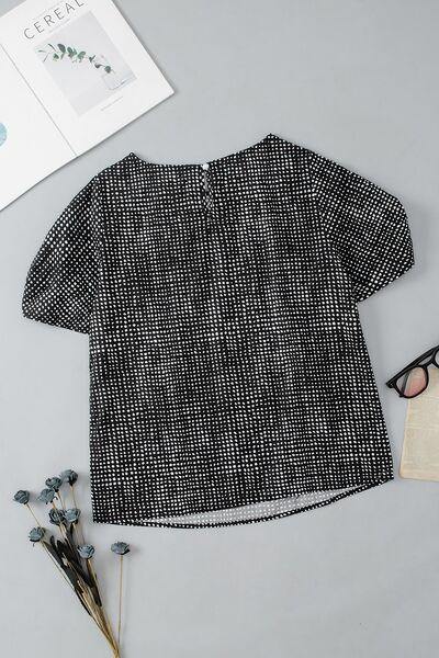 Printed Short Puff Sleeve Blouse