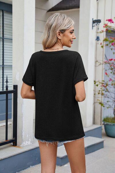 Florira Notched Short Sleeve T-Shirt