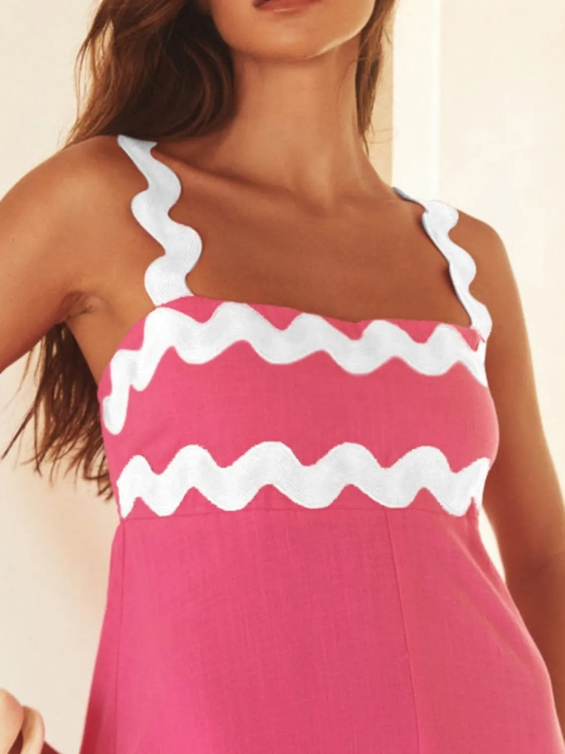 Contrast Trim Square Neck Maxi Cami Dress - Clothes For Her Online Store