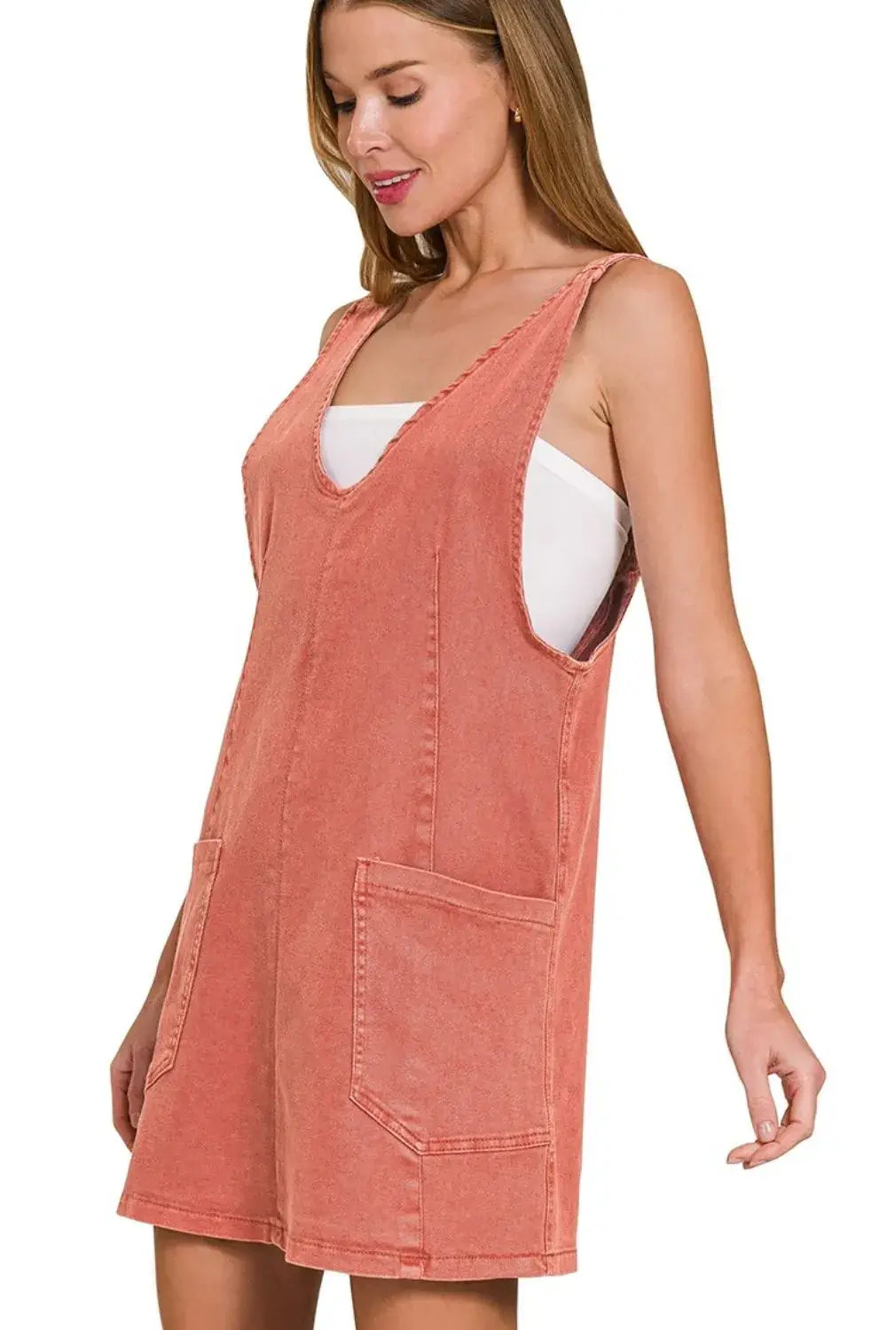 Zenana Washed Adjustable Strap Denim Overall Dress - Clothes For Her Online Store