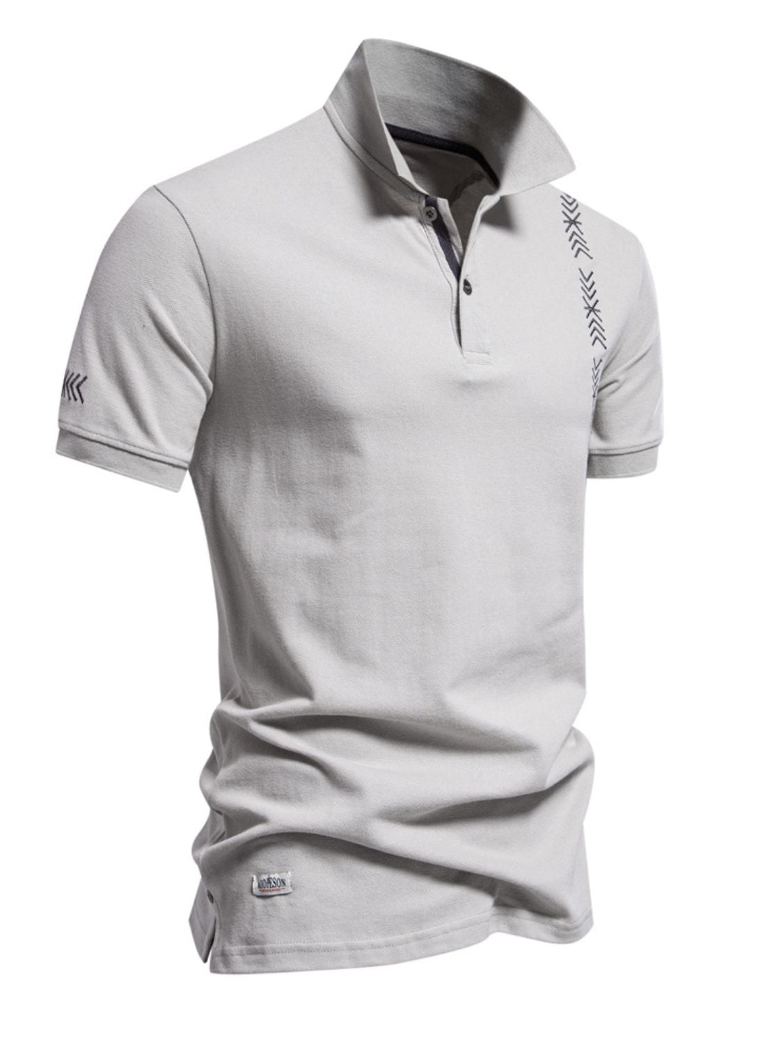 Men's Collared Neck Geometric Embroidered Polo