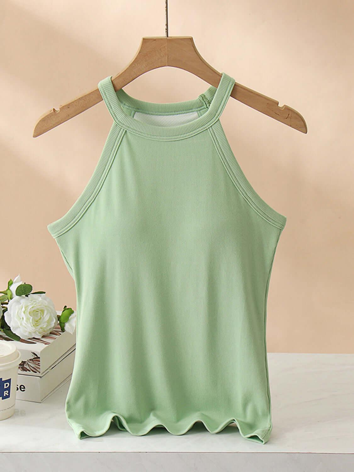 Grecian Neck Tank With Chest Pads