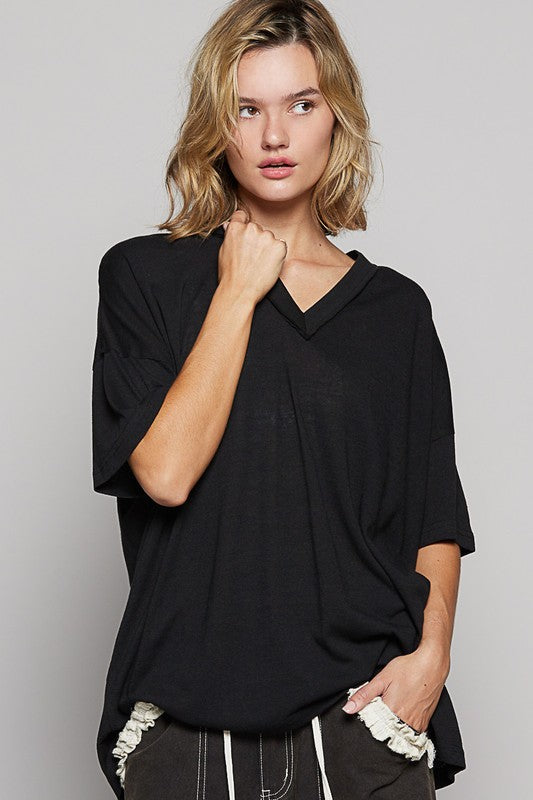 POL V-Neck Half Sleeve T-Shirt - Clothes For Her Online Store