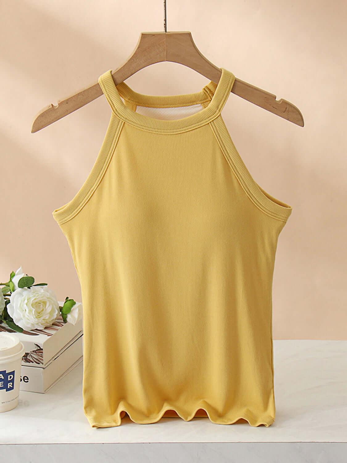 Grecian Neck Tank With Chest Pads