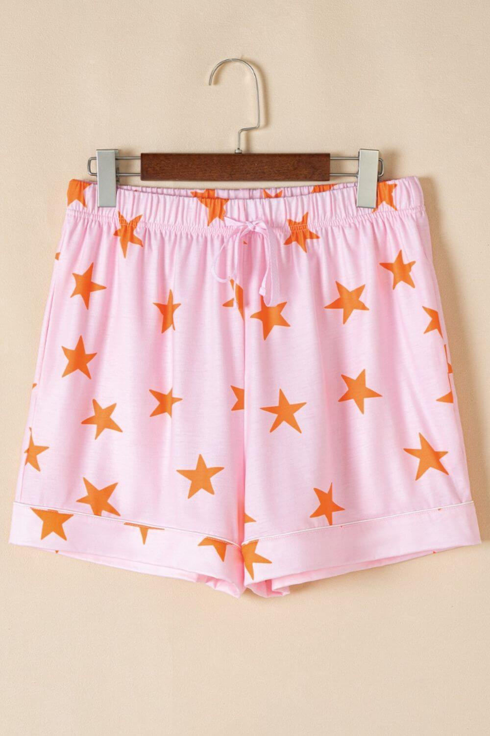 Star Print Short Sleeve Shirt and Shorts Set