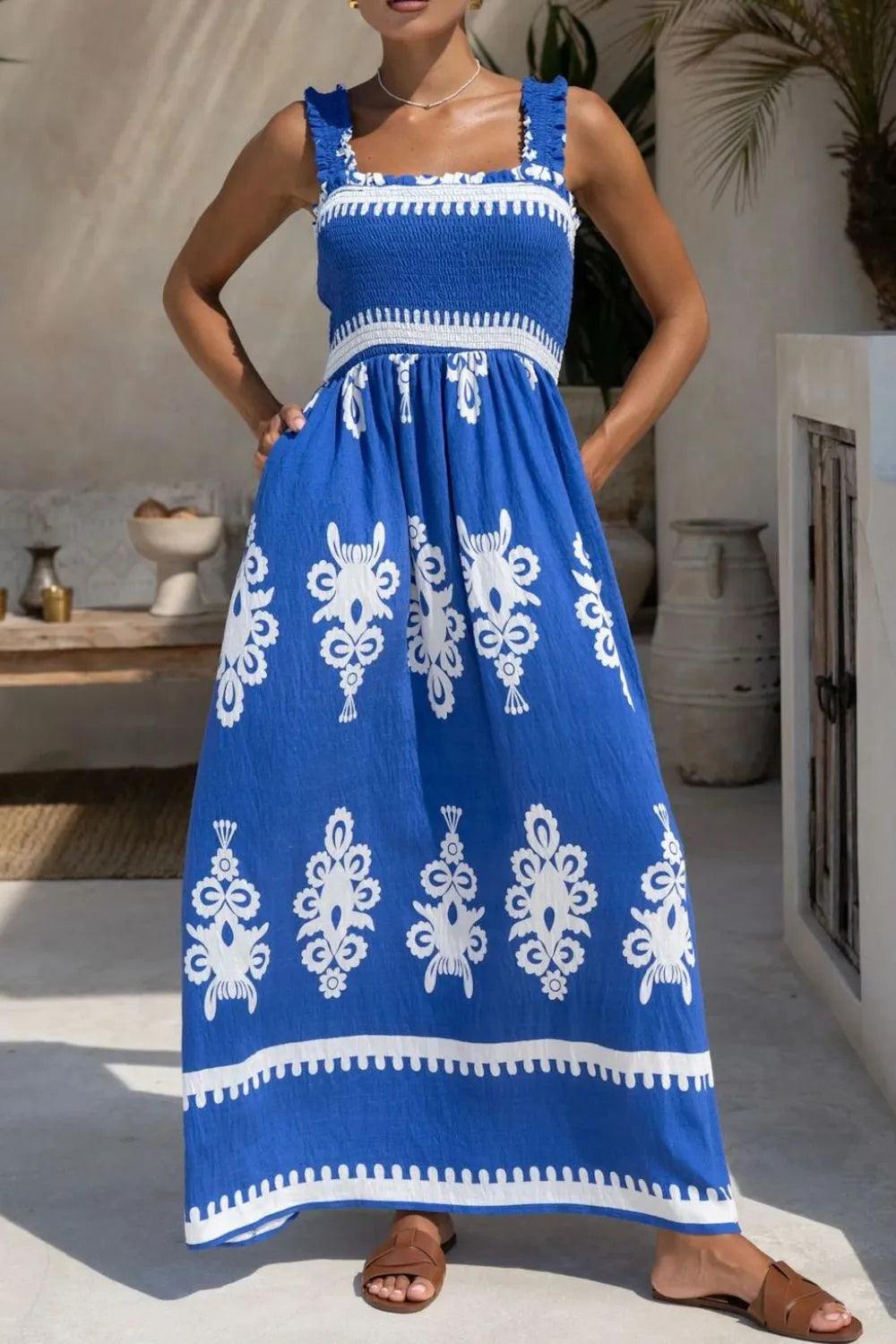 Printed Square Neck Cami Dress