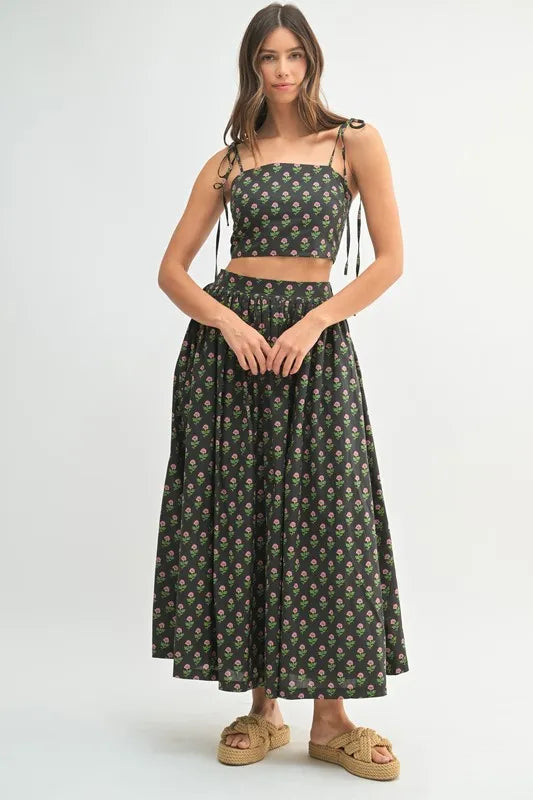 MABLE Floral Crop Top and Skirt Set - Clothes For Her Online Store