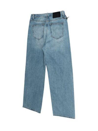 Men's Wide Straight Jeans with Pockets