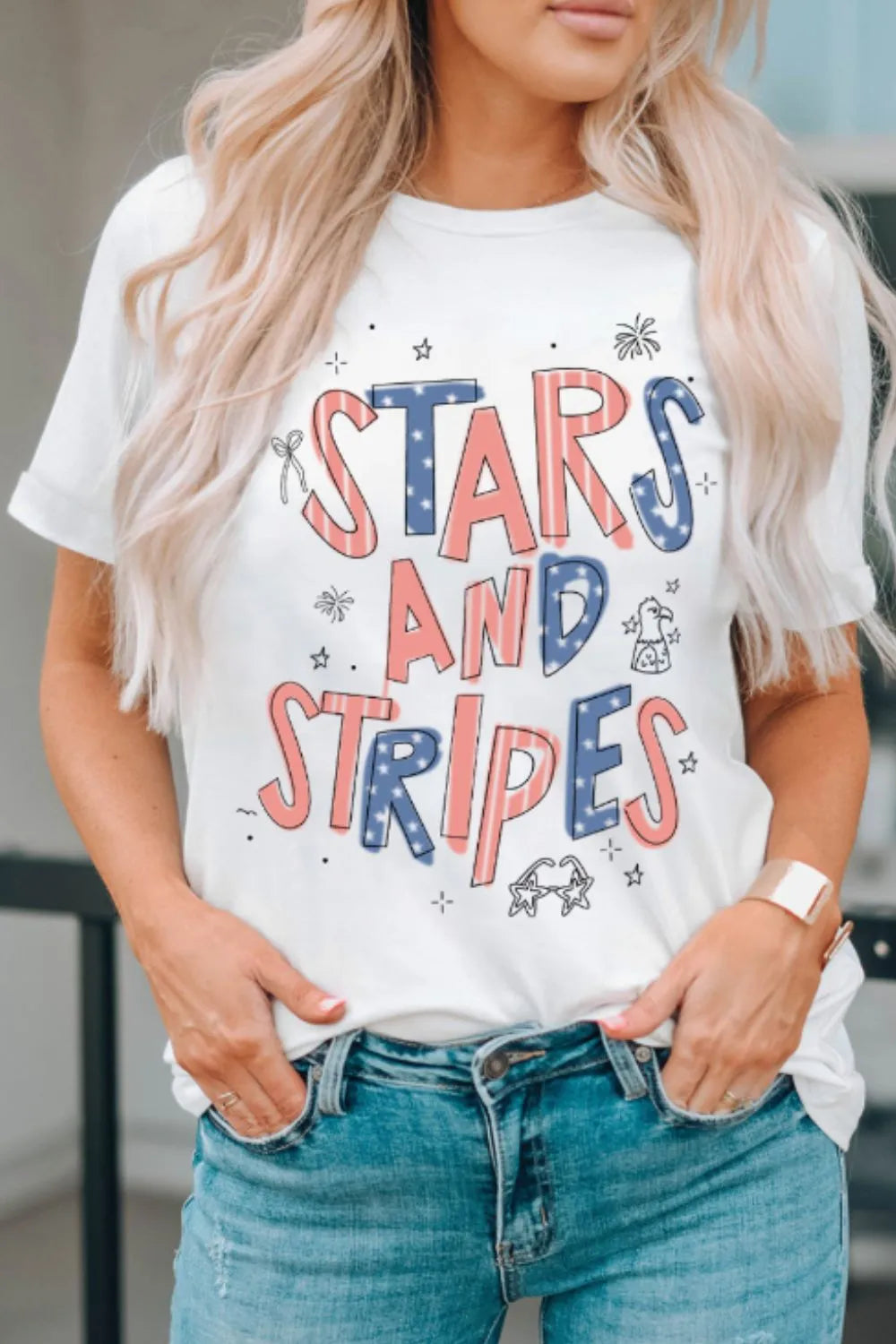 Stars and Stripes Patriotic Graphic T-Shirt