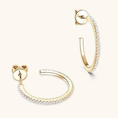 Inlaid Moissanite 925 Sterling Silver C-Hoop Earrings - Clothes For Her Online Store