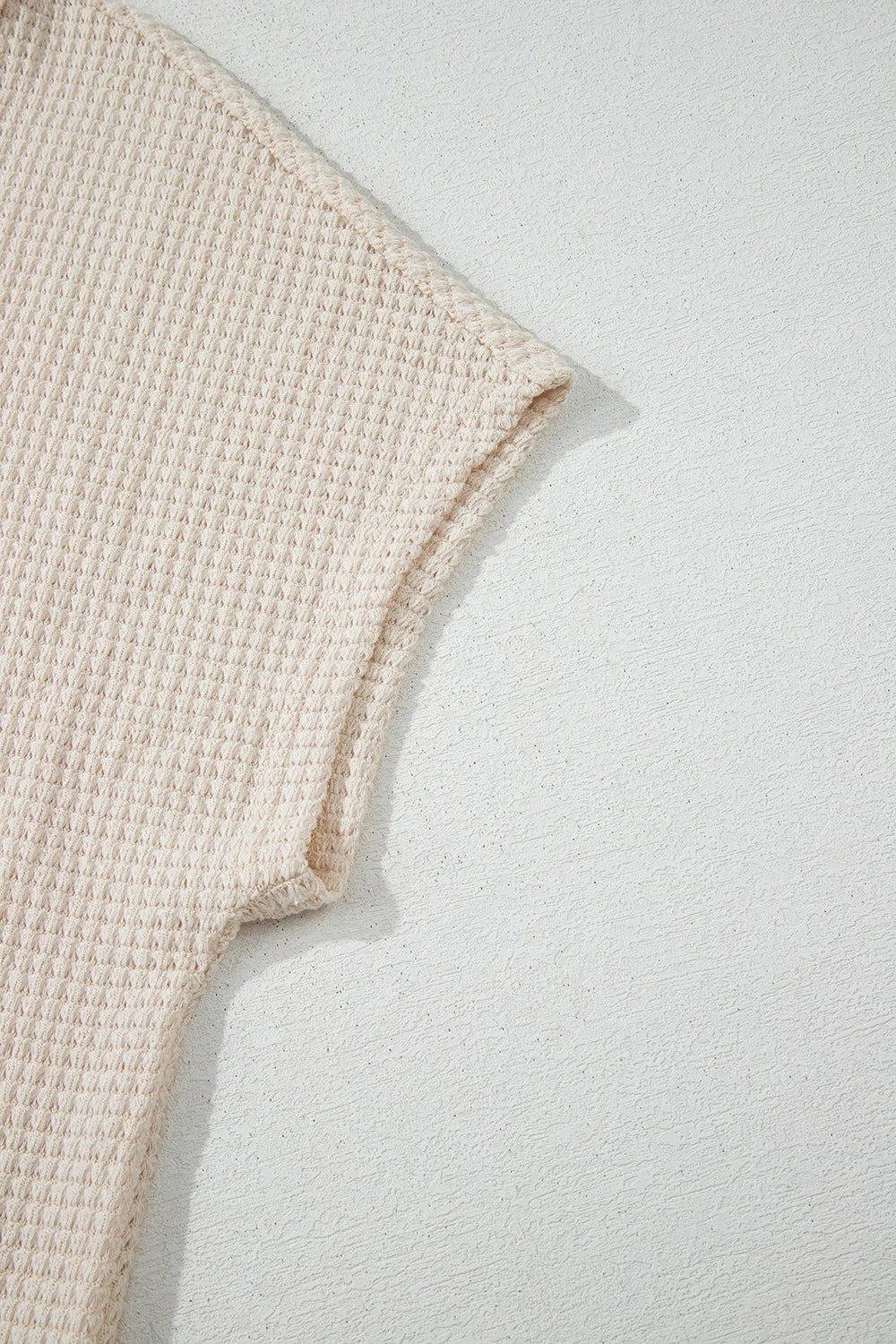 Solid Color Textured Seamed Short Sleeve Top