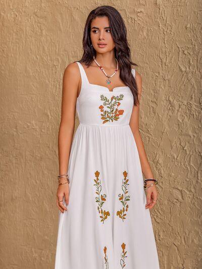 Floral Embroidered Sleeveless Maxi Dress