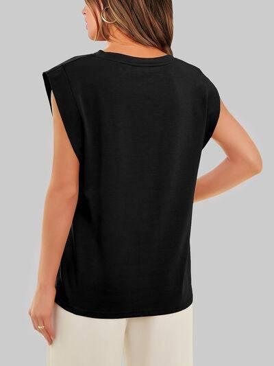 Florira Round Neck Cap Sleeve T-Shirt