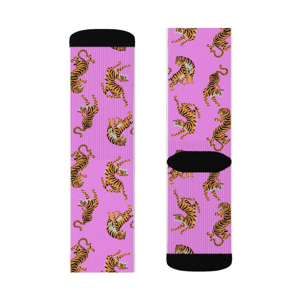 Tiger Fun Novelty Socks Pink