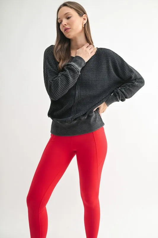 MONO B Chunky Waffle Boat Neck Sweater
