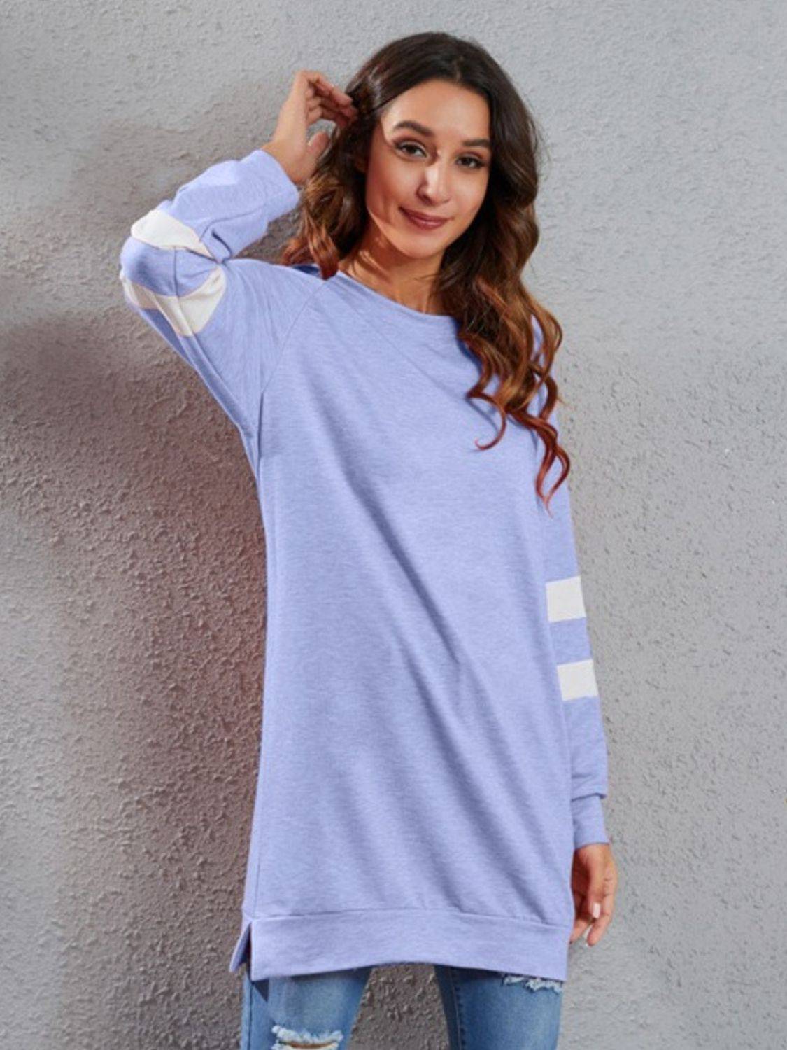 Full Size Striped Round Neck Long Sleeve T-Shirt - Clothes For Her Online Store