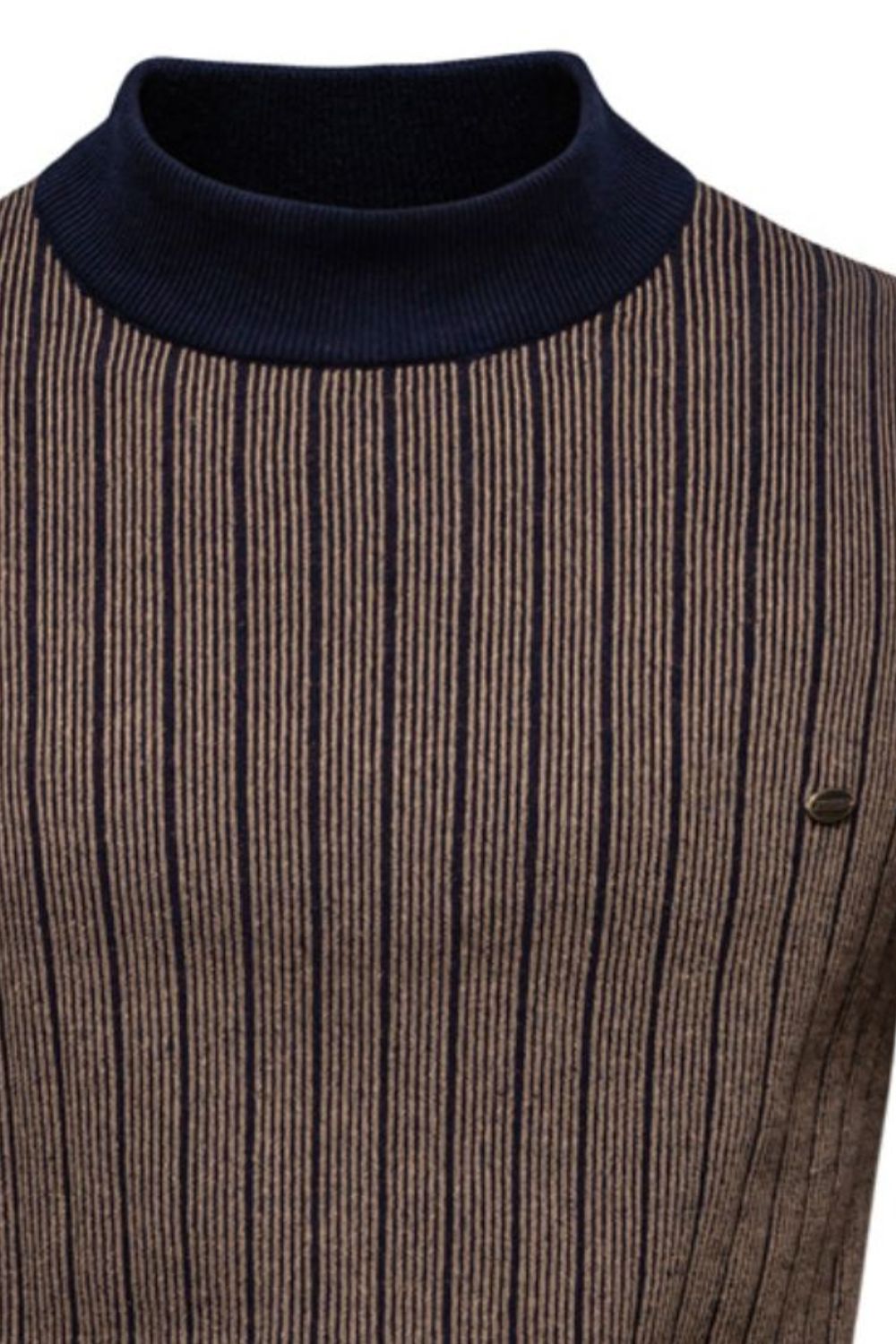 Men's Mock Neck Contrast Striped Sweater - Clothes For Her Online Store