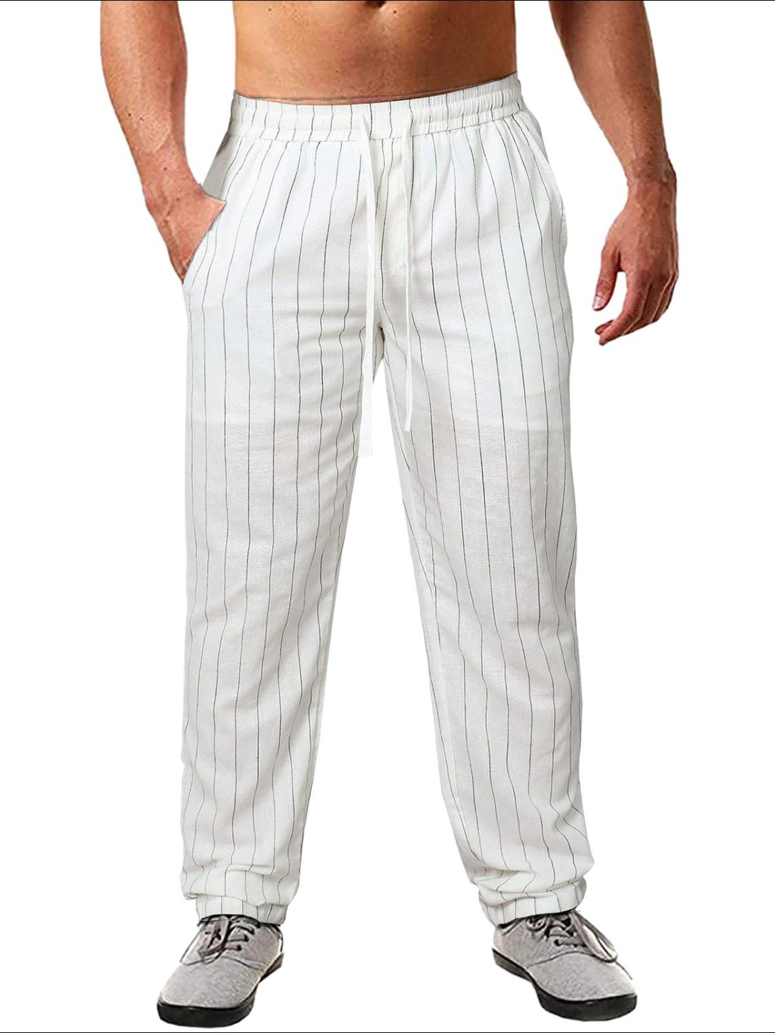 Men's Plus Size Striped Drawstring Pants