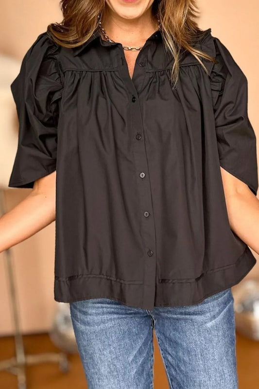 Puff Sleeve Button Down Shirt