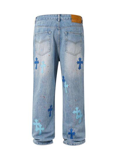 Men's Cross Wide Straight Jeans - Clothes For Her Online Store