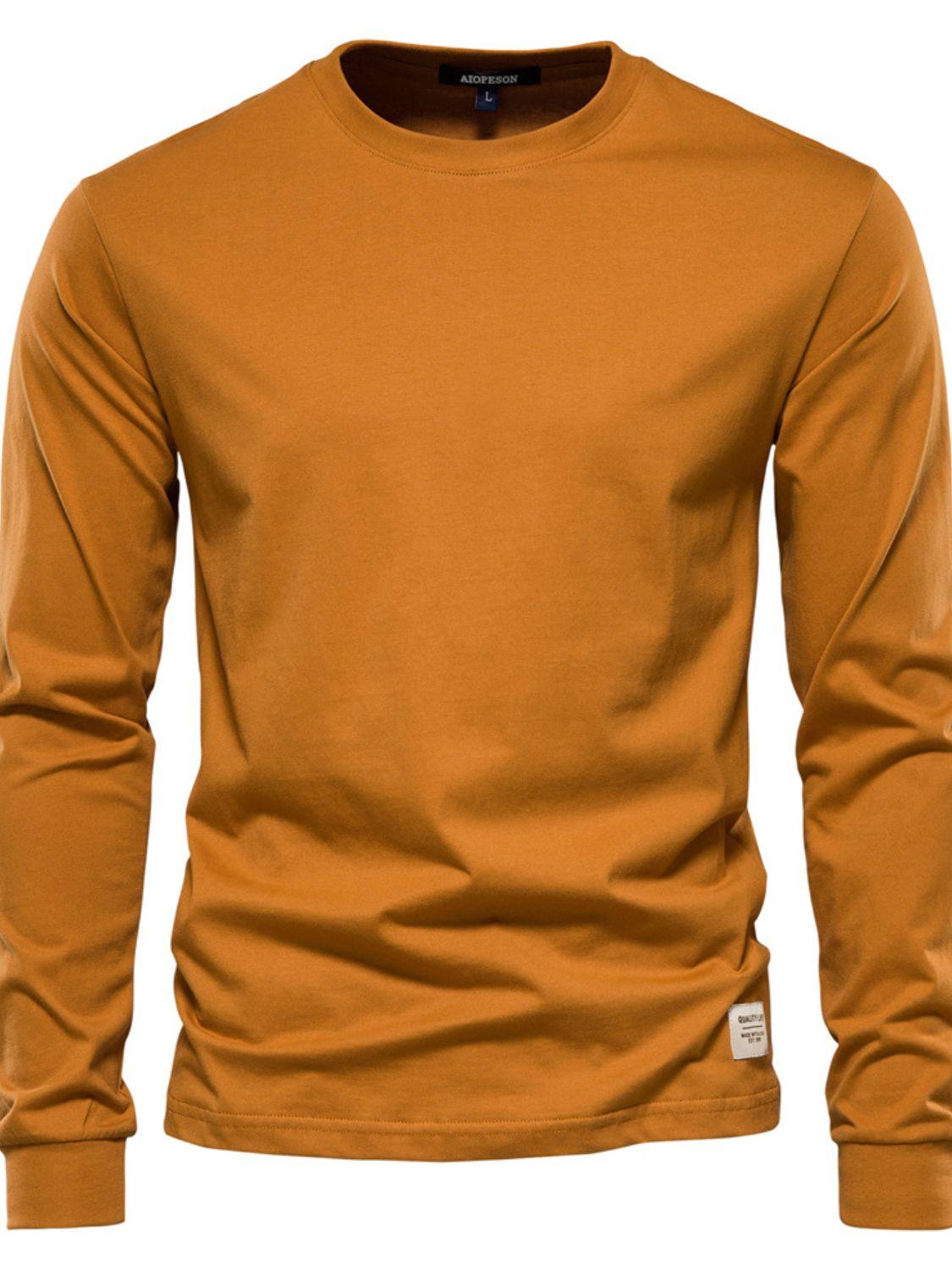 Men's Full Size Round Neck Long Sleeve T-Shirt Plus Size