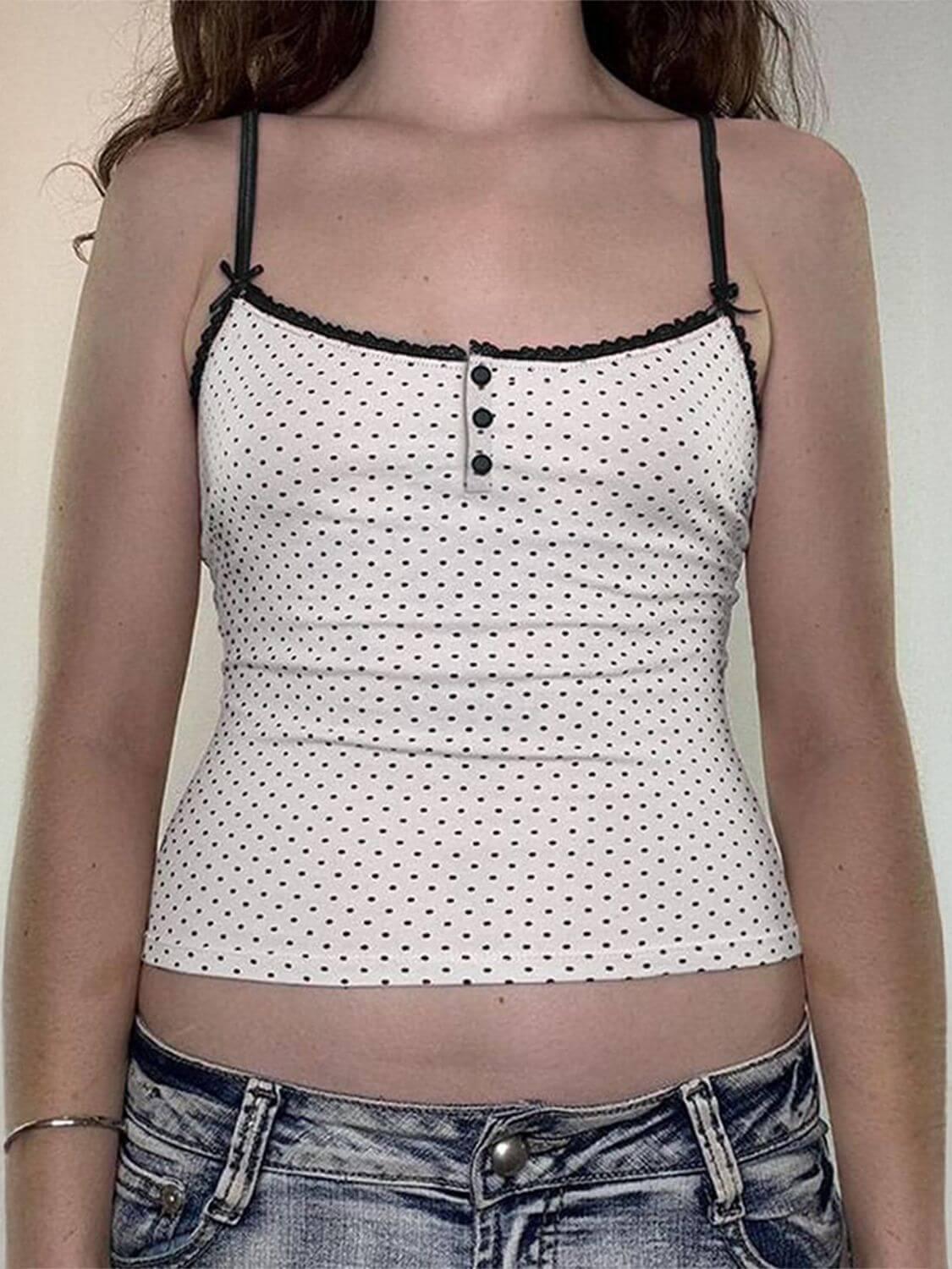 Devine Polka dot Square Neck Cropped Cami