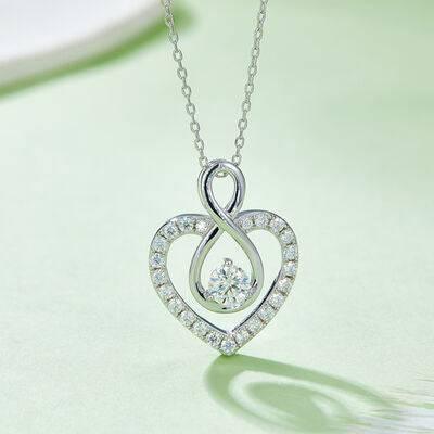 1 Carat Moissanite 925 Sterling Silver Heart Shape Necklace - Clothes For Her Online Store