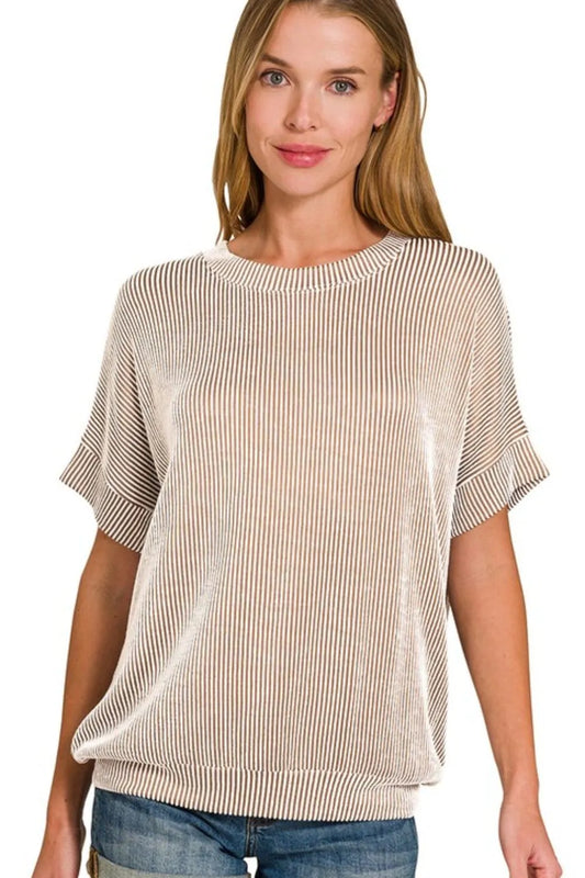 Zenana Corded Rib Short Sleeve T-Shirt