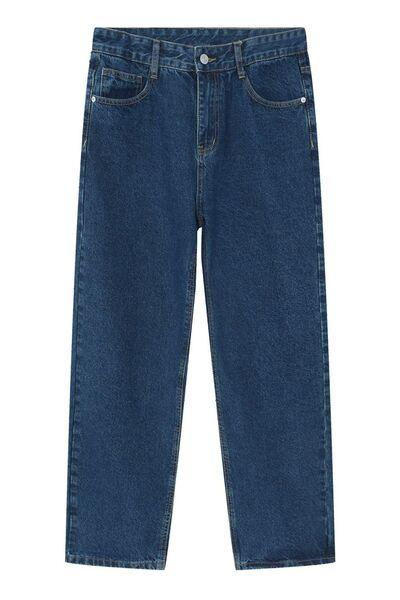 Straight Leg Jeans with Pockets - Clothes For Her Online Store